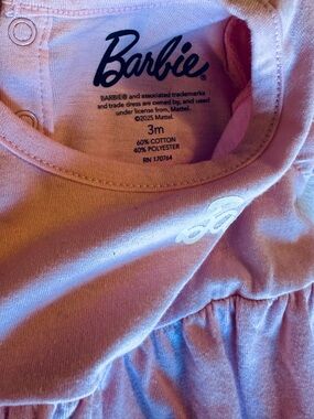 Barbie Pink One-Piece Bodysuit with White Logo Detail